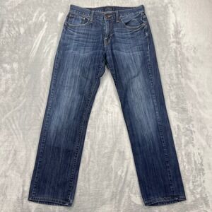Lucky Brand Jeans Men 30x32 Blue Denim Whiskered Faded 221 Original Straight Leg